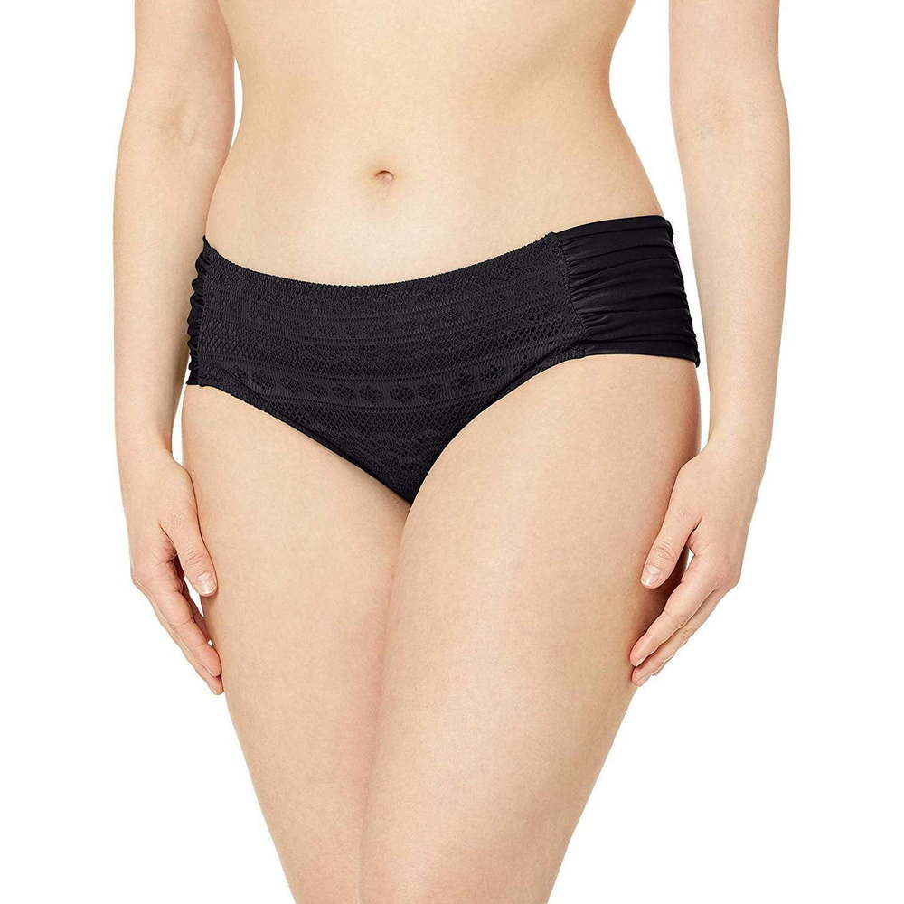 BECCA ETC Womens Plus Size Crochet Side Tab Bikini Bottoms,1X
